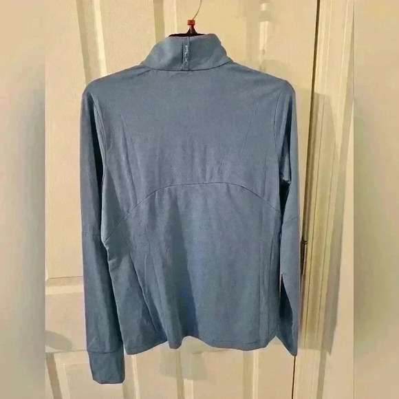 RLX Ralph Lauren Golf Long Sleeve Top M Shirt Zip Wicking Blue Jersey UV - Picture 3 of 4